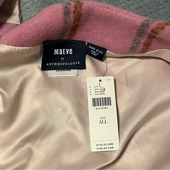 NWT Maeve by Anthropologie Pink Plaid Caplet Poncho Jacket - Picture 5 of 5